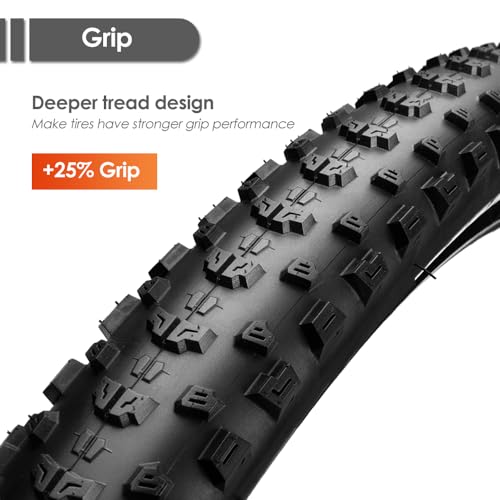 VESPETON 26x2.25 Inch Mountain Bike Tires 2 Pack - High Grip, Puncture-Resistant, Foldable, 60 TPI