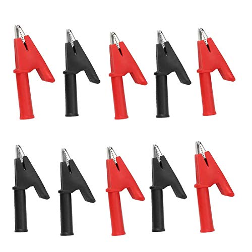 bnafes10Pcs Full Insulated Crocodile Clips with 4mm Socket Banana Jack Copper Test Clamp Wire Clip Alligator Clips 30A