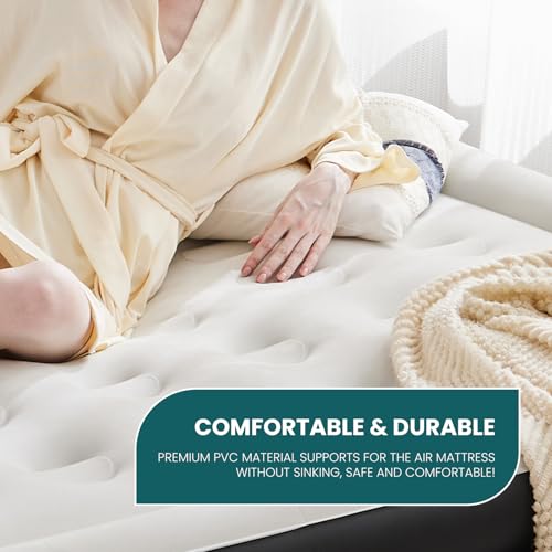 DUMOS Queen Air Mattress with Built-in Pump, 22in Thick, 80 x 60 in - 660 lb Capacity