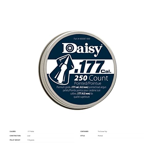 Pointed Air Rifle Pellets - 7.2 Grain .177 Caliber - 250 Count Tin