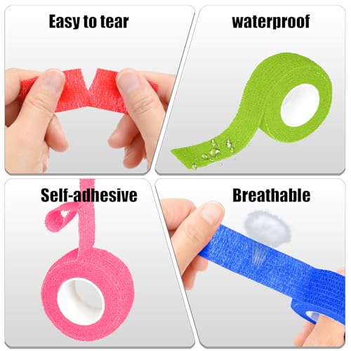 6 Pack Self-Adherent Bandage Wrap - 1 Inch x 5 Yards - Mixed Colors