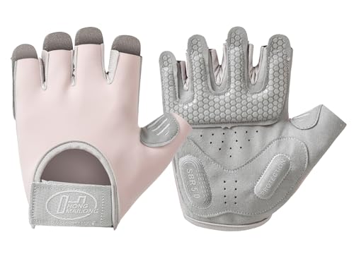 Anti-Slip Fingerless Weightlifting Gloves - Medium Pink
