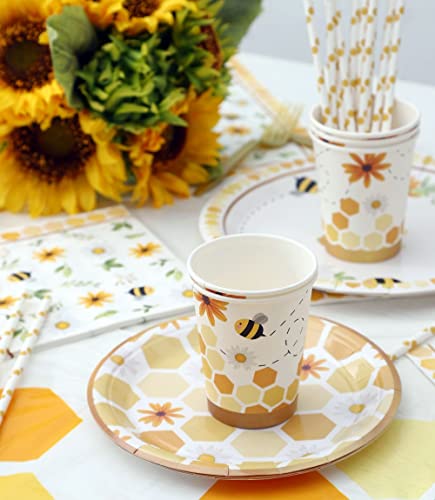 Winoo Design Bee Party Decorations Disposable Tablecloth 54 x 108 Inches (108" x 54"), Daisy & Bumble Bee Theme