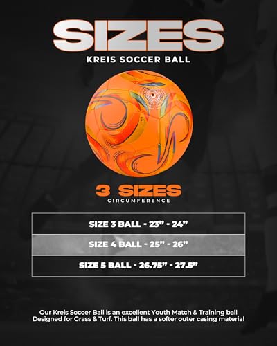 American Challenge Soccer Ball Size 3, 4 & 5 - Orange/Yellow, Durable Outdoor Training Ball