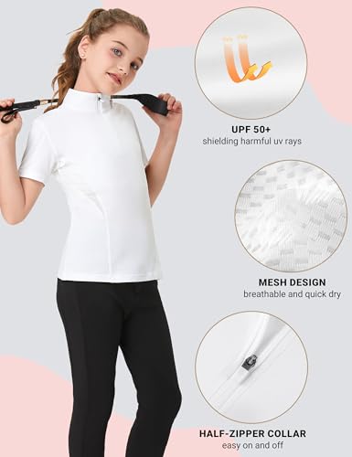 Quick Dry Girls Equestrian Riding Shirt - White, Medium