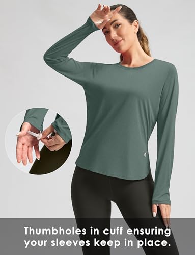 Women's Sun Protection Shirt UPF 50+ Long Sleeve Hiking & Workout Top - Malachite Green, Medium
