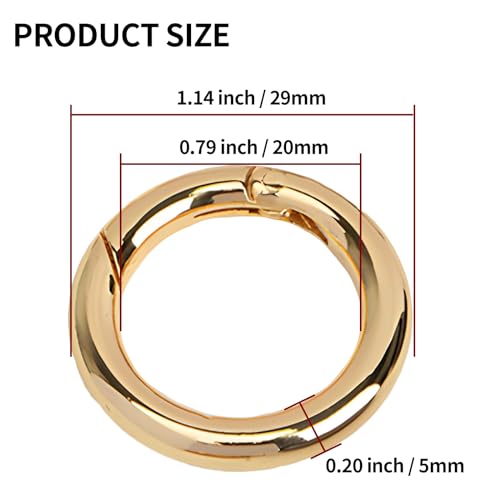 10 Pcs Small Round Metal Carabiner Clips - 0.8 Inch Gold