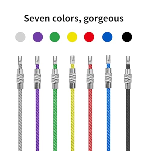 28PCS Stainless Steel Wire Keychain Rings - 7 Colors, 4 Sizes