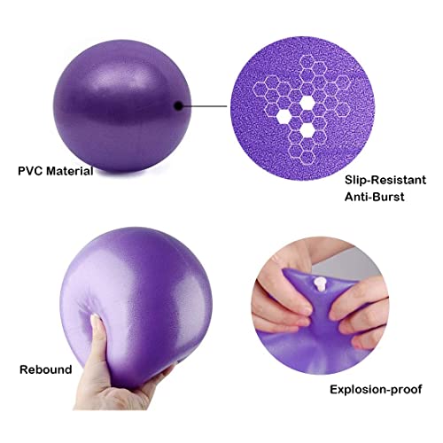 9-Inch Mini Stability Ball - Anti-Burst, Non-Slip, Purple