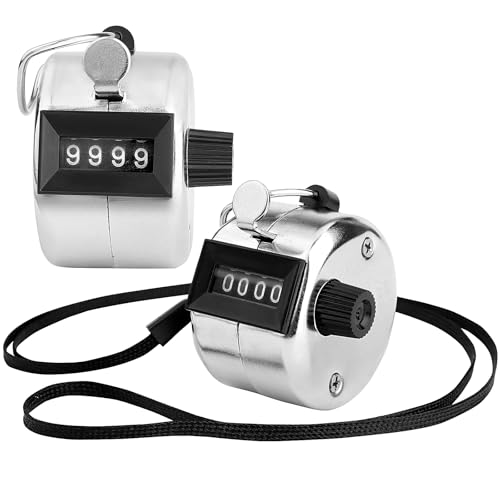 2 Pack Hand Tally Counter - 4-Digit Mechanical Metal Clicker