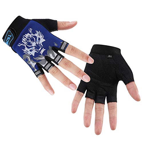 Kids Fishing Gloves - Outdoor Sports Cycling Gloves - Blue