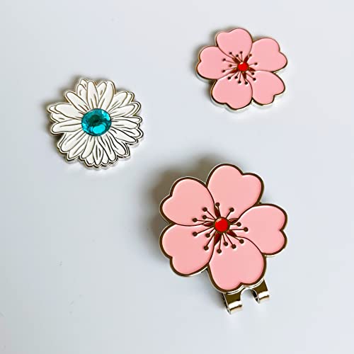 Magnetic Golf Ball Marker & Flower Hat Clip Set