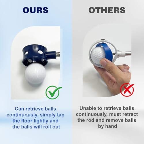 Golf Ball Retriever Telescopic 9 Ft - Blue with Rubber Grip