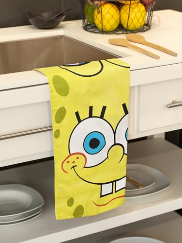 SpongeBob Hand Towel - Officially Licensed 23 x 13.5 in Yellow Sponge Bob Kitchen & Bath Towel