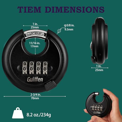 Outdoor Combo Lock for Storage Unit, Weatherproof Disc Lock for Sheds,Gate and Fence, 3 Pack Heavy Duty Discus Pad Locks with Code (3/8-Inch Shackle)¡¦