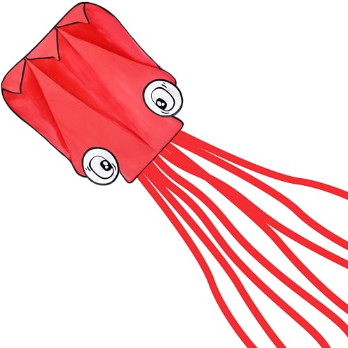Large Red Octopus Kite - Easy-Fly Design for Kids & Adults with 328ft Line
