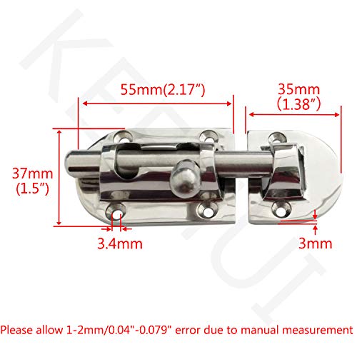 Marine 316SS 3-5/8in Locker Latch Slide Barrel Bolt for Boat Window/Door/Cabinet (Ke ehui) 90mm