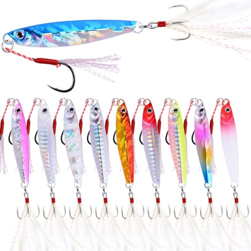 Aorace 10pcs 80G Saltwater Jigging Fishing Lures - Speed & Slow Jigging Tackle