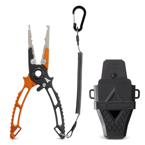 KastKing Ti-Forge Titanium Jaw Fishing Pliers Twin-Tip Split Ring Nose – Orange/Black
