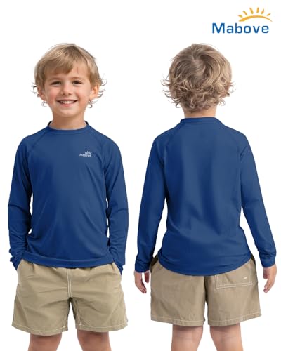 Boys UPF 50+ Long Sleeve Rash Guard Swim Shirt - Navy, 6-7 Years