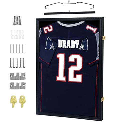 Lockable Large Jersey Display Frame with UV Protection - Black