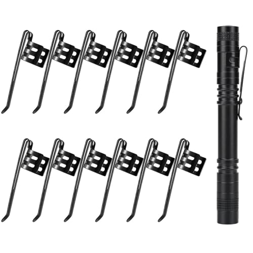 20 Pack Durable Stainless Steel Flashlight Pen Clips - Black