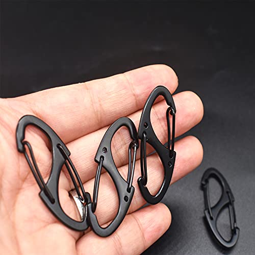 Small Metal Carabiner Clips - 1.6 Inch (41mm) - 10 Pcs Black