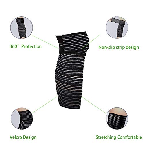Athletic Wrap Elastic Bandage for Knee Pain Relief - Black