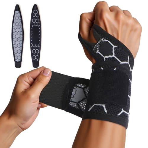 Adjustable Wrist Support Brace - Breathable Compression Wrap - Black - 1 Pack