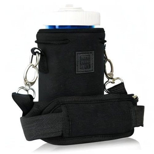 Made Easy Kit Neoprene Water Bottle Carrier Holder with Adjustable Shoulder Strap for Insulating & Carrying Water Container Canteen Flask Available in 5 Sizes (Black, XL (64oz))