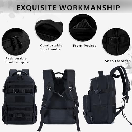 LASUK Large Skateboard Backpack with Laptop Compartment Black - Water-Resistant & Anti-Theft