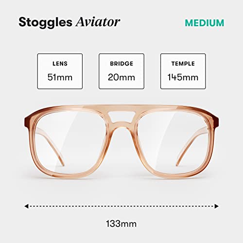 Stoggles Aviator Z87.1 Certified Safety Glasses, Blue-Light, UV Blocking Lens, Top & Side Shield, Anti-Fog, Stylish Eyewear
