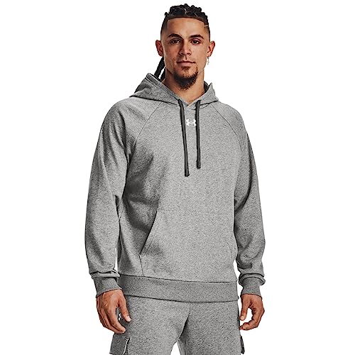 Under Armour Men's Rival Fleece Hoodie Small Castlerock Light Heather White