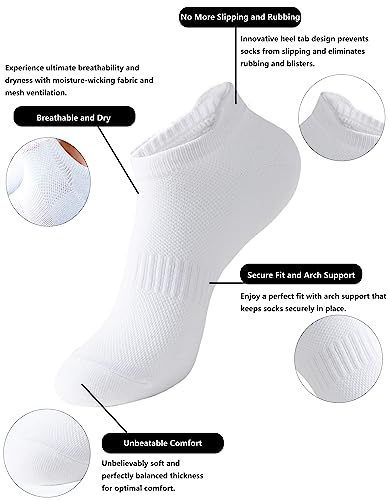Women’s Low Cut Athletic Ankle Socks with Tab - 6 Pairs