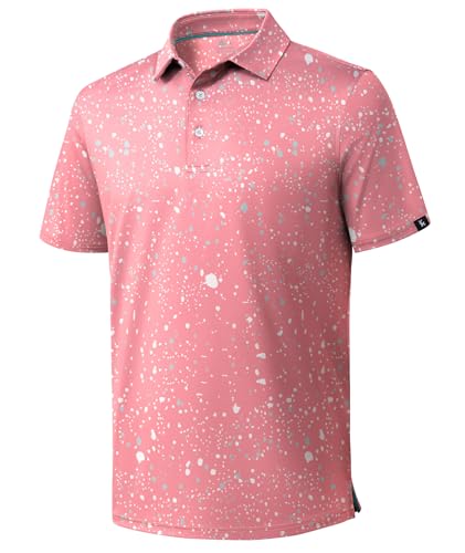 ZITY Men's Golf Polo Shirt - Short Sleeve, Moisture-Wicking, Splash Paint (Medium/B Splashed Paint)