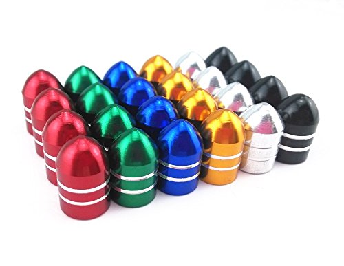 24pcs Colorful Aluminum Bicycle Tire Valve Caps - Schrader