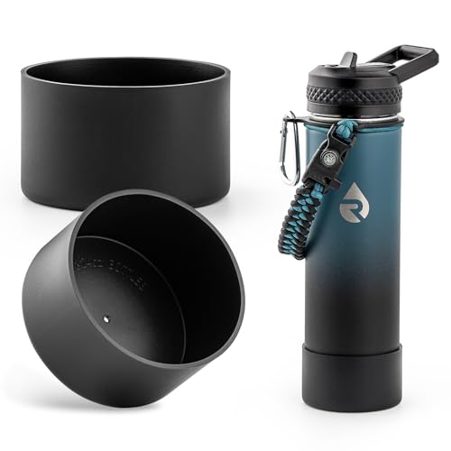 Silicone Water Bottle Boot - 2PCS Bottom Protector for 20/24 oz Bottles - Black