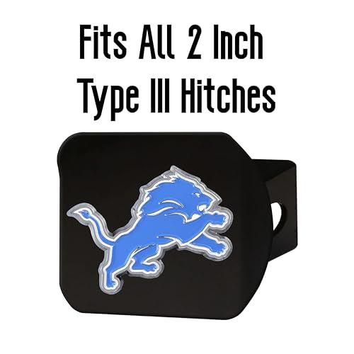 Detroit Lions NFL Black Metal Hitch Cover with 3D Team Logo