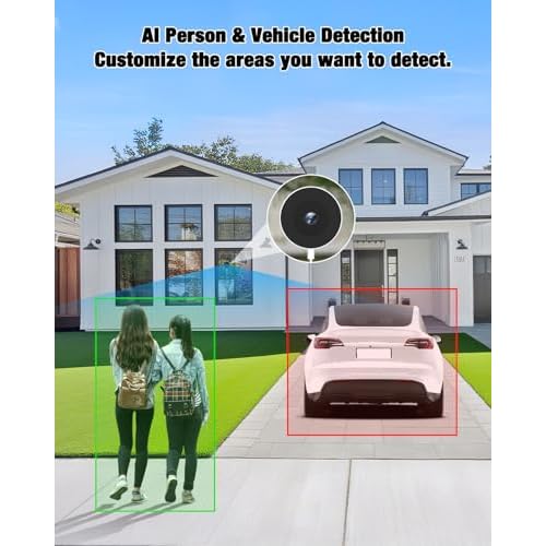 2K Window Camera for Home Security with Full Color Night Vision, 2.4GHz WiFi Indoor Security Cameras, Human & Motion Detection, 24/7 Monitoring, 2 Way Talk, Easy Install