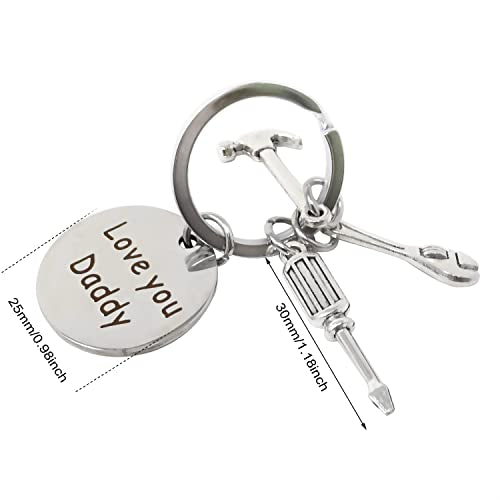 Stainless Steel Keychain Gift for Dad with Hammer & Screwdriver