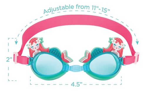 Stephen Joseph Mermaid Kids' Swim Goggles with Adjustable Strap & Anti-Fog Waterproof