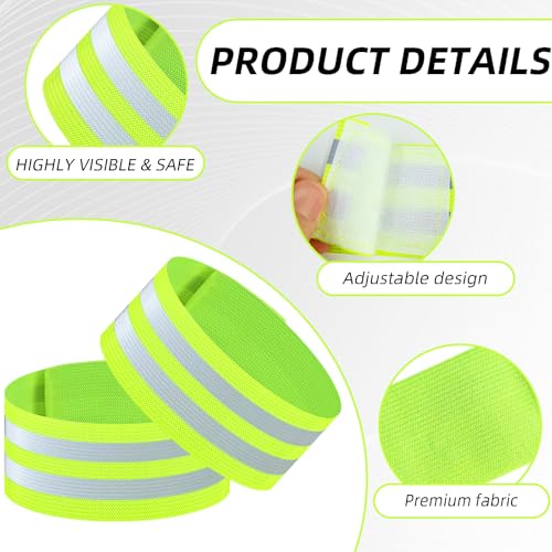 4 Pack Reflective Safety Bands - Adjustable High Visibility Straps for Running