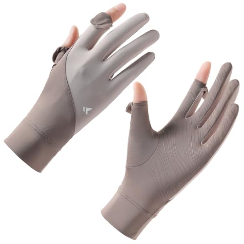UV Protection Full Finger Gloves for Women - Brown