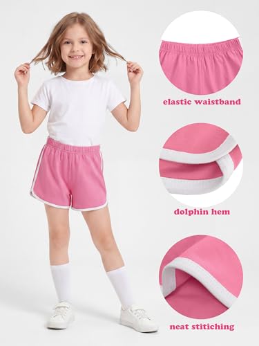 Poroka Girls' Cotton Athletic Shorts 6-Pack Toddler Summer Sports Casual Wear
