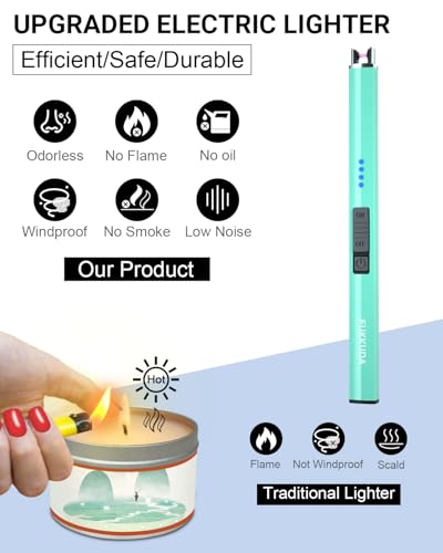 Electric Candle Lighter - USB Rechargeable Flameless Plasma Arc - Tiffany Blue
