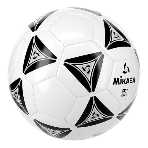 Mikasa Size 4 Soccer Ball - Synthetic Leather, Black/White