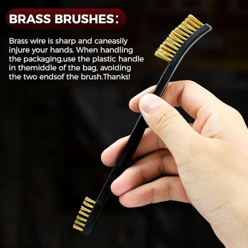 PINGMIC Gun Cleaning Brushes, Double-Ended 3Brass&3Blue Nylon