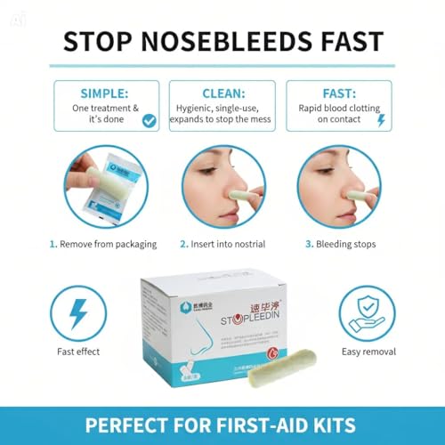 Nasal Sponges for Nosebleed Control - Chitosan Hemostatic Dressing, 4 Pack