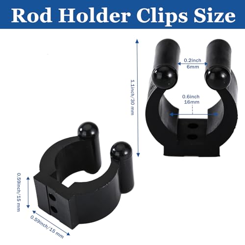 20 Pcs Fishing Rod Clips - Black Holder for Fishing Poles
