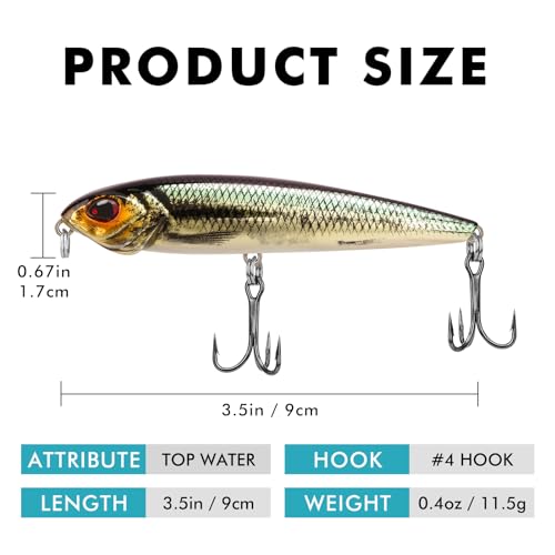 TRUSCEND E3-3.5" 0.4oz Floating Popper Lure for Freshwater & Saltwater Bass Pike